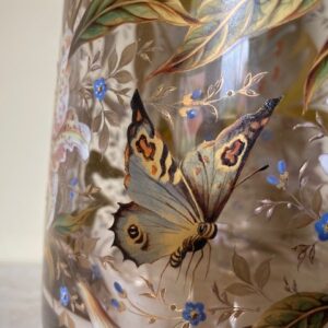 Museale Jugendstil vaas met emaille handbeschildering Gräflicher Harrach'sche Glasfabrik Neuwelt - Afbeelding 11