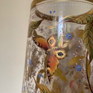 Museale Jugendstil vaas met emaille handbeschildering Gräflicher Harrach'sche Glasfabrik Neuwelt - Afbeelding 14