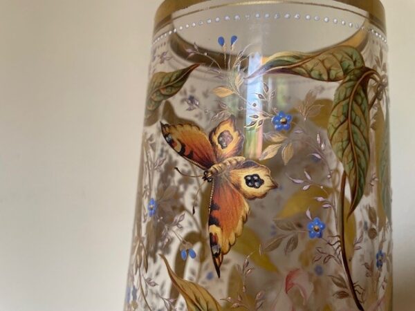Museale Jugendstil vaas met emaille handbeschildering Gräflicher Harrach'sche Glasfabrik Neuwelt - Afbeelding 14