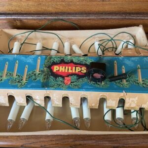 Antieke doos met Philips kerstverlichting op ronde metalen veren 1930-1940 - Afbeelding 11