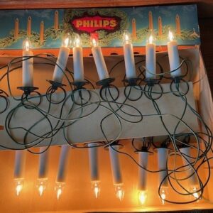 Antieke doos met Philips kerstverlichting op ronde metalen veren 1930-1940 - Afbeelding 2