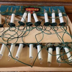 Antieke doos met Philips kerstverlichting op ronde metalen veren 1930-1940 - Afbeelding 6