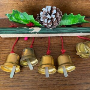 Oude antieke X Mas doorbell met 5 koperen klokjes of bellen in doos Japan 1960 - Afbeelding 4