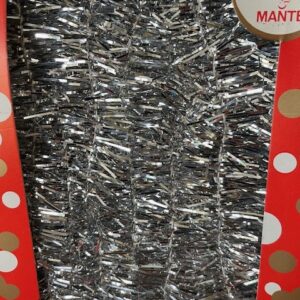 Oude retro doos tinsel garland of kerstslinger in zilver op katoenen draad - Afbeelding 5
