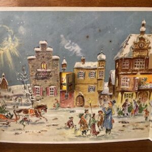 Oude, retro triptiek adventskalender van Sellmer Verlag uit US Zone 1954 - Afbeelding 3