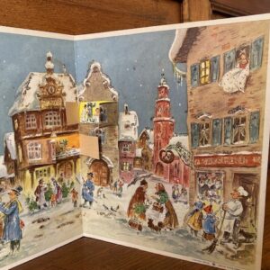 Oude, retro triptiek adventskalender van Sellmer Verlag uit US Zone 1954 - Afbeelding 4