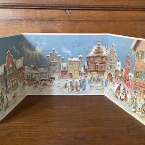 Oude, retro triptiek adventskalender van Sellmer Verlag uit US Zone 1954