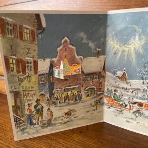Oude, retro triptiek adventskalender van Sellmer Verlag uit US Zone 1954 - Afbeelding 2