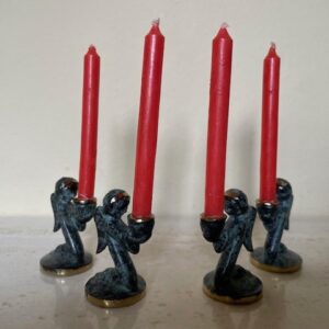 Koper of brons mini Kerst engeltjes met kaarsje 1970 - Afbeelding 4
