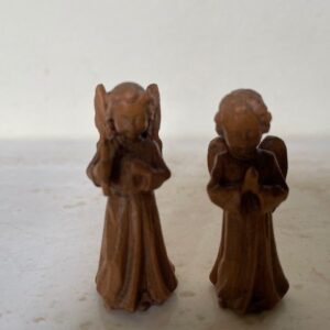 Paar oude mini ongeverfde Kerst engeltjes in doosje - Afbeelding 5