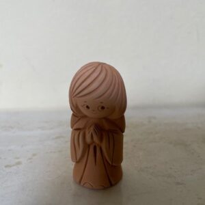 Oude gestyleerde snoezige mini terracotta Kerstengel - Afbeelding 3