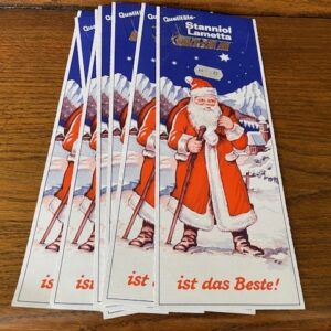 Originele rood blauwe retro verpakking met echte stanniol lametta 1950