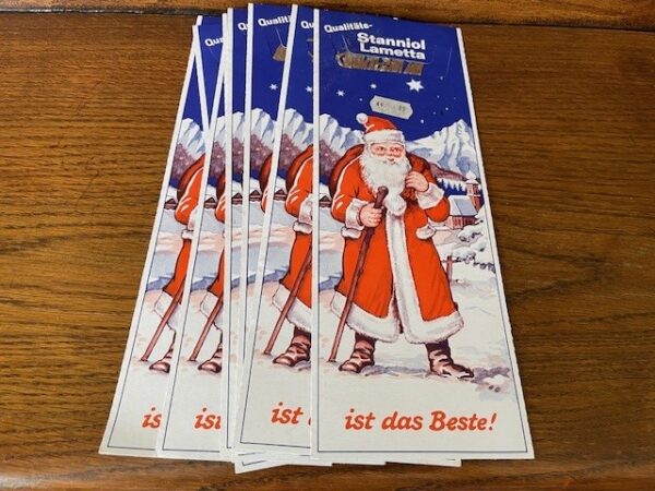 Originele rood blauwe retro verpakking met echte stanniol lametta 1950