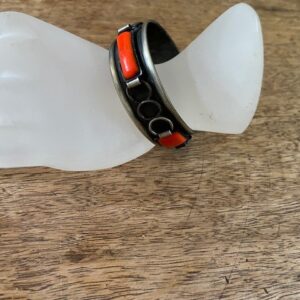 Oude retro armband met rood oranje stenen en draadwerk uit de jaren 1950-1960 - Afbeelding 4