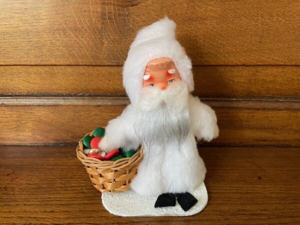Oude witte Kerstman met candy mand laatste kwart 1900