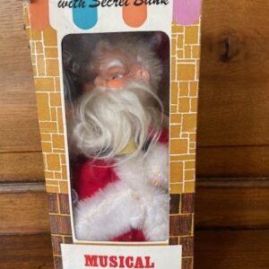 Antieke oude mechanische Kerstman een speeldoos en spaarpot Japan 1950 - Afbeelding 6