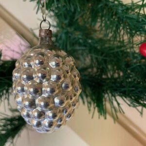 Oude antieke kerstbal een vrucht een braam van dun geblazen glas in zilver 1e helft 1900 - Afbeelding 3