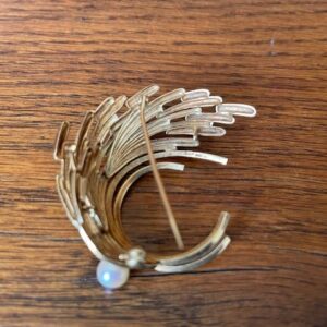 14 kt. geelgouden gestyleerde broche met Akoya parel Pforzheim 1960 - Afbeelding 8