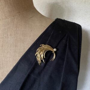 14 kt. geelgouden gestyleerde broche met Akoya parel Pforzheim 1960 - Afbeelding 5