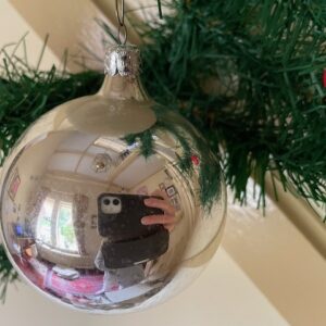 Doos met 6 kerstballen van geblazen glas in zilver 3e kwart 1900 - Afbeelding 3