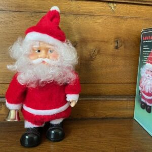 Oude Kerstman speeldoos op  batterijen die loopt en klingelt met zijn bel in de originele doos - Afbeelding 5