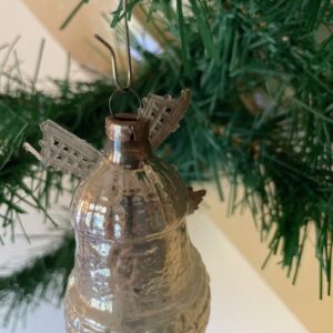 Antieke oude kerstbal een molen van dun geblazen glas in zilver met wieken van zilver - Afbeelding 2