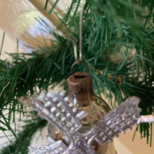 Antieke oude kerstbal een molen van dun geblazen glas in zilver met wieken van zilver - Afbeelding 3