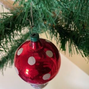 Oude antieke giga grote paddenstoel van dun geblazen glas in rood en wit 1e helft 1900 - Afbeelding 3