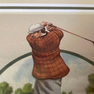 Prent van een historische golfer stijlvol ingelijst met dubbel passe-partout - Afbeelding 3