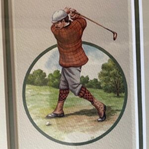 Prent van een historische golfer stijlvol ingelijst met dubbel passe-partout - Afbeelding 2