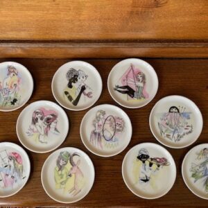 Retro set van 10 petit four of snack schaal of schoteltjes Fürstenberg1950-1960