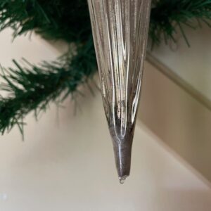Oude antieke kerstbal een ijsco of priktol van dun geblazen glas in zilver en wit midden 1900 - Afbeelding 3
