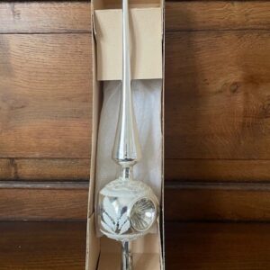 Oude antieke piek met 3 kraters van dun geblazen glas in zilver in de originele doos midden 1900