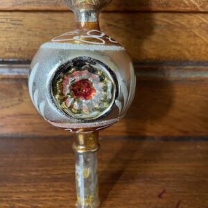 Flinke antieke piek van dun geblazen glas in groen, goud geel en rood 1e helft 1900 - Afbeelding 3