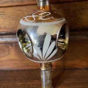 Flinke antieke piek van dun geblazen glas in groen, goud geel en rood 1e helft 1900 - Afbeelding 4