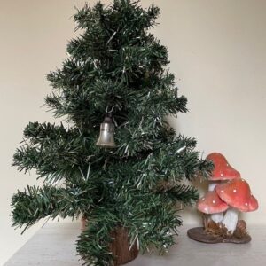 Oude antieke mini kerstboom in zilver en groen 3e kwart 1900
