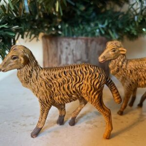 Oud antiek bruin schaap van zeer gedetailleerd early plastic 1960