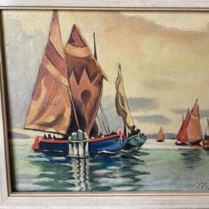 Schilderijtje uit de sixty's met retro lijstje van J.J. van der Zwan 1961