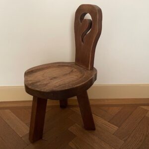 Eiken brutalistische driepoot kruk Spanje jaren1960